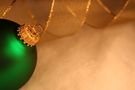 Green Christmas Ornament with Golden Ribbon FREE Stock Photo, celebration, ribbon, christmas picture
