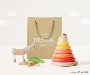 Kids play bag toy mockup composition FREE Stock Psd, mockup, shopping-bag, bag picture