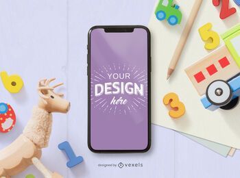 Tech toy phone composition FREE Stock Psd, iphone, phone, child picture
